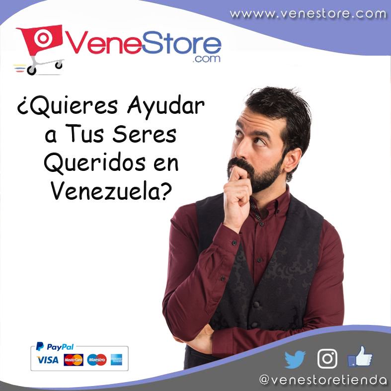 PUEDES AYUDAR YA!! A TUS SERES QUERIDOS EN VENEZUELA
Desde cualquier parte del mundo, En tan solo 2 pasos. (Productos disponibles en Mcbo)