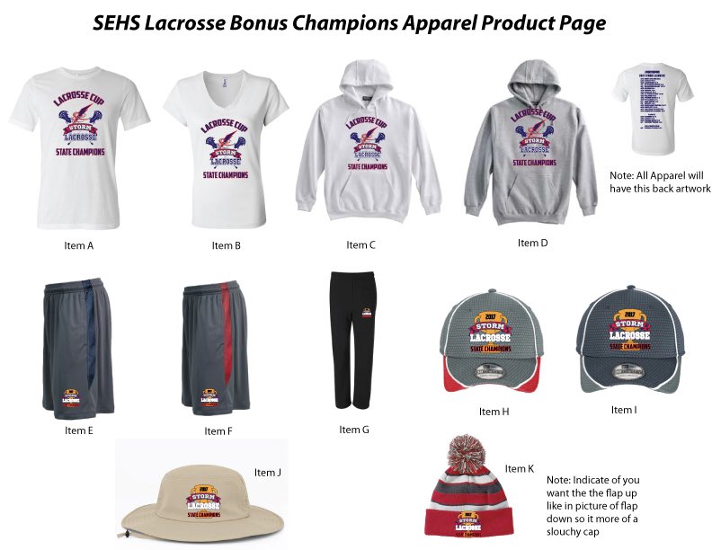 SEHSLacrosse's tweet photo. 🔥CHAMPIONSHIP BONUS APPAREL 🔥Orders can be placed through our website link above, email or fax. Deadline is June 26 #StateSWAG https://t.co/YSjmJBL4Ta