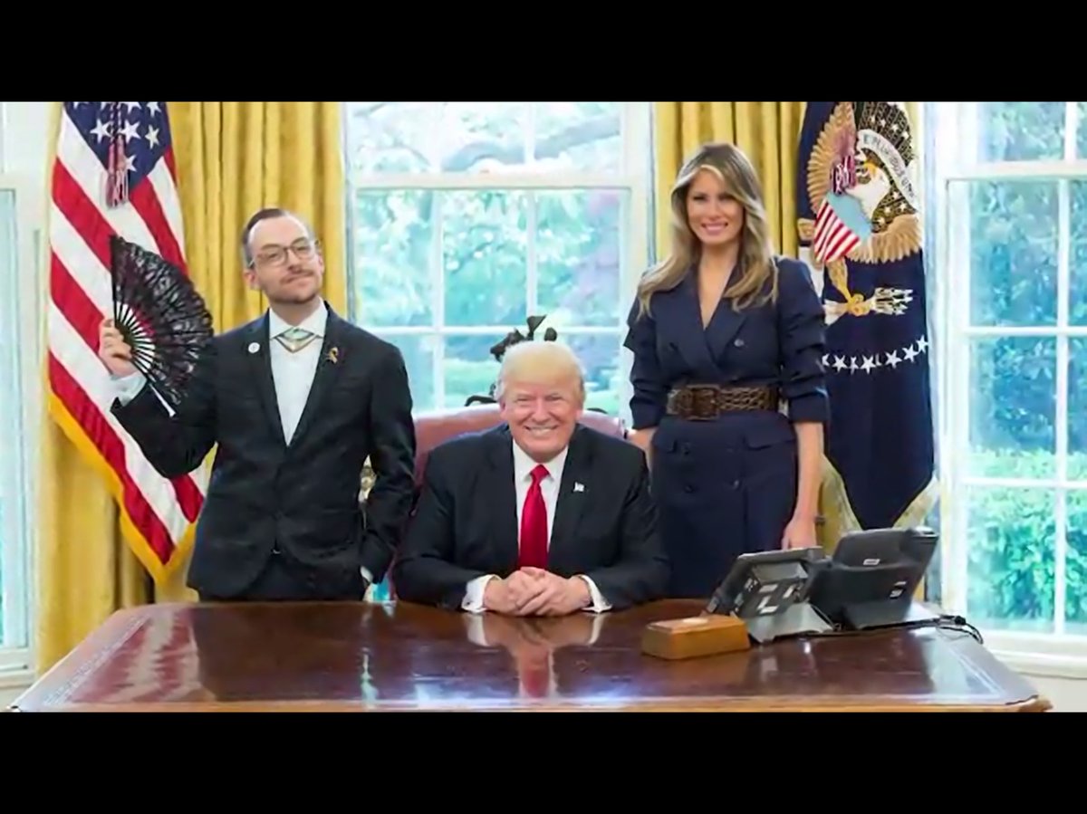 RossPalombo's tweet photo. Going Gay: RI Teacher of the year NIKOS GIANNOPOULOS lights up the internet with @realDonaldTrump @FLOTUS Tump: "Good style." @WPLGLocal10 https://t.co/DsgLoaLKZo