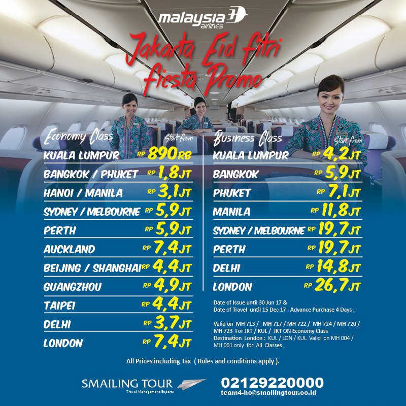 Liburan lebih hemat jika pesan tiket Malaysia Airlines selama promo Jakarta Eid Fitri Fiesta! Booking melalui 0212920000 #SMLPromo