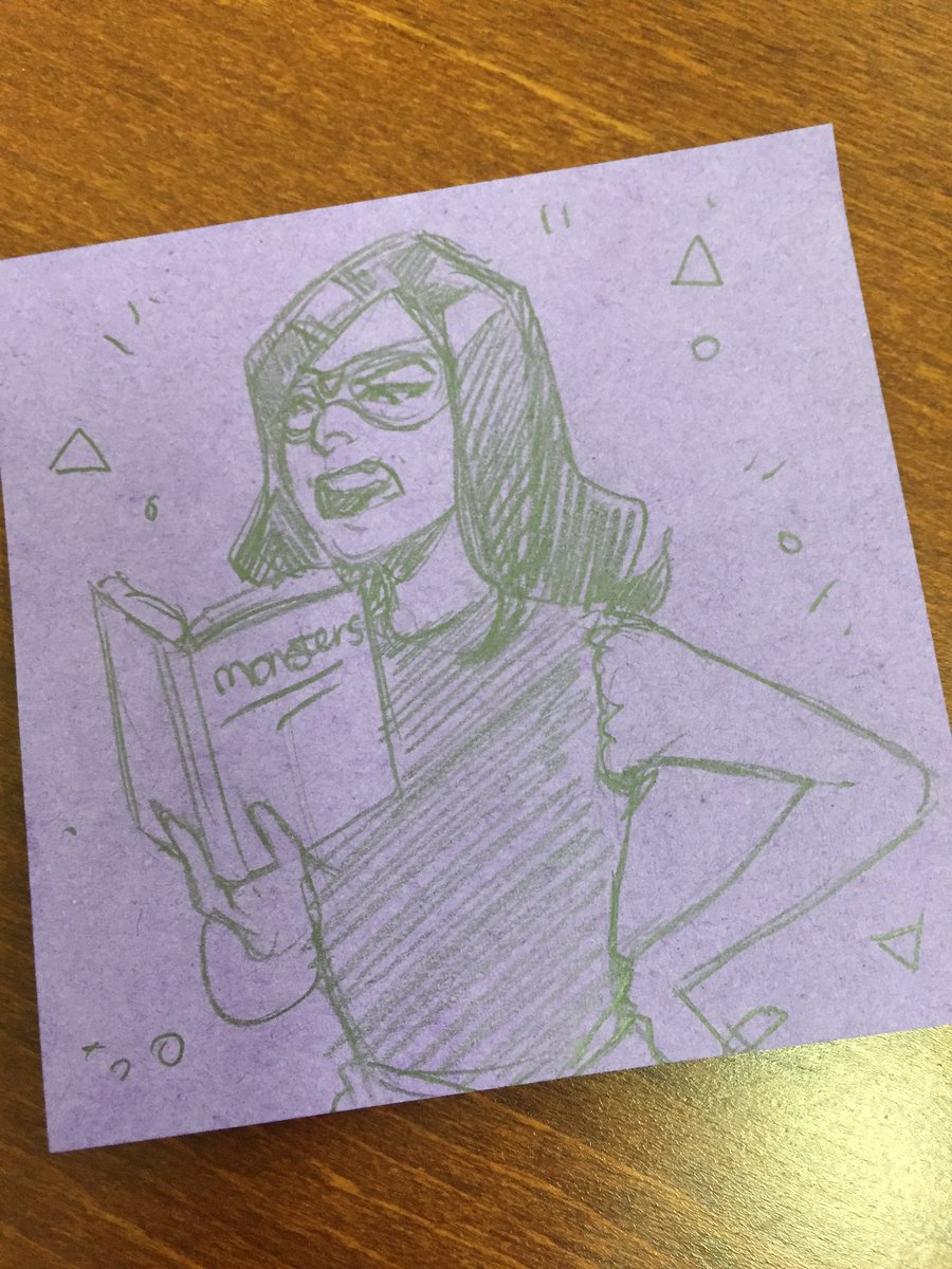 DearMsDear's tweet photo. Some kinda Class of 198x fanart on some sticky notes I did quickly at work 😁 @CowChop https://t.co/8OrvUEmaix