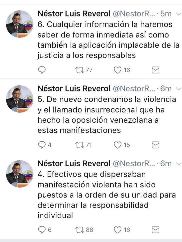 rcamachovzla's tweet photo. #Caracas Min. Reverol informa sobre uso indebido y desproporcionado en Dist Altamira https://t.co/k6xaWK8tmy