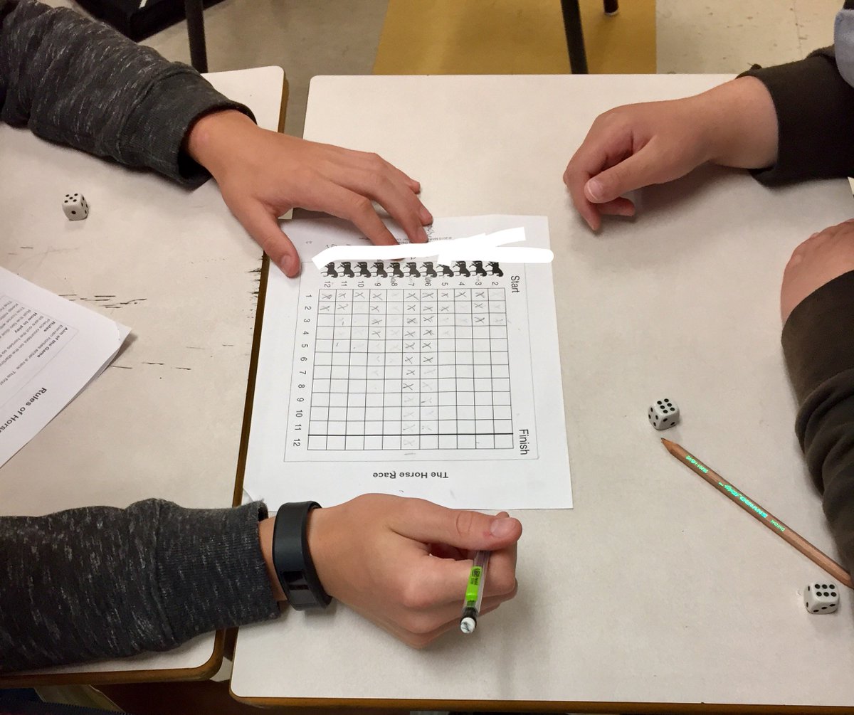 MrsDuffC's tweet photo. Making and testing predictions. "The Horse Race". Awesome way to visualize data distribution and compare with our matrix tables. #mathshell https://t.co/MZk9FOPNtl