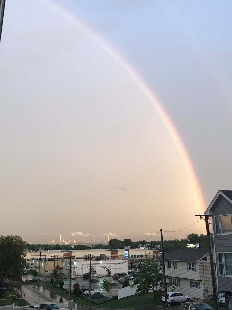 Pretty dope rainbow over NYC right now

Alternate caption: The graphics in GTA 6 got really good 😂