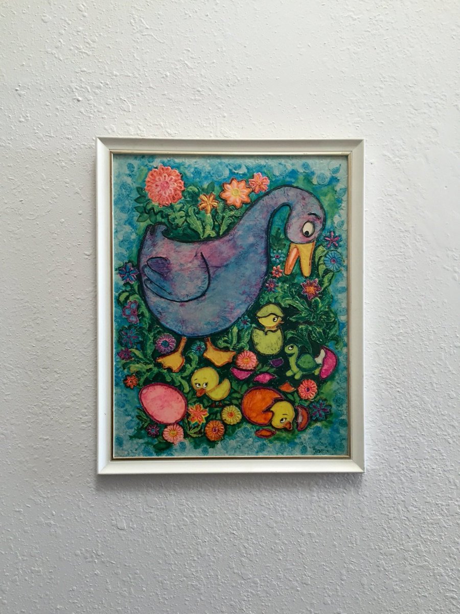 Duck, Ducklings & Turtle Painting; Nursery Decor; Colorful Duck Art; Du… etsy.me/2rJY19M #Etsy #DuckPainting