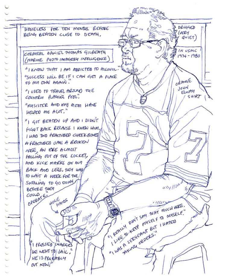 newsillustrator's tweet image. Drawing stories of homeless veterans. @urbansketchers @SaHreports @editorreportage @DeptVetAffairs @veteransunited @VeteransENG_CA
