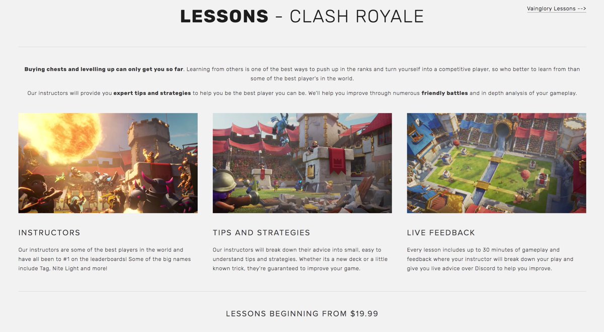 Looking to improve your skills or learn how to play <a href="/ClashRoyale/">Clash Royale</a> or <a href="/vainglory/">Vainglory</a> at a basic, advanced, or pro level? NovaEsports.com/Lessons
