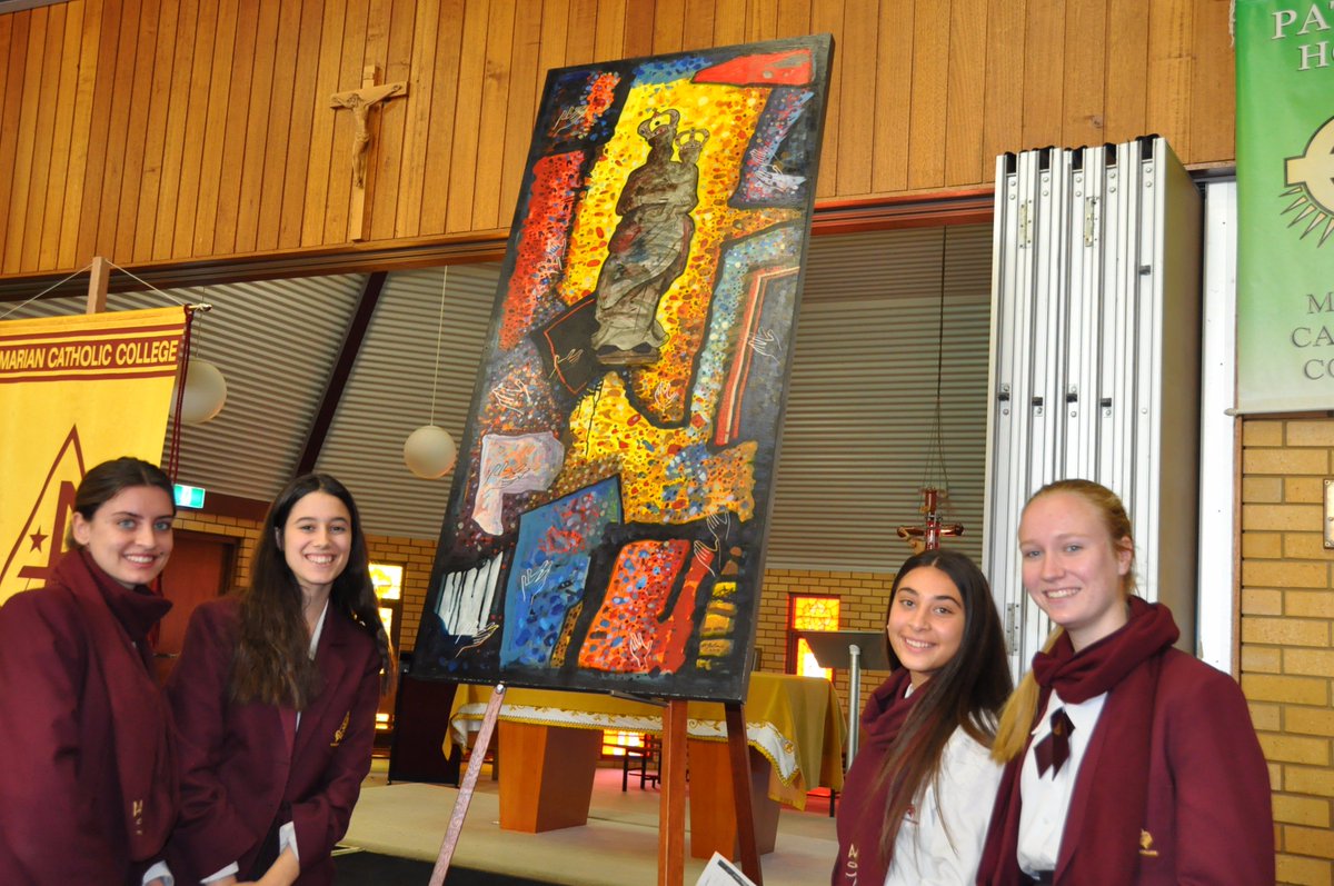 MCC_Griffith's tweet photo. Marist Bicentenary paintings arrived at MCC. Thank you to Andrew Dumas for allowing students to engage with the paintings. https://t.co/cQsTadfBWe