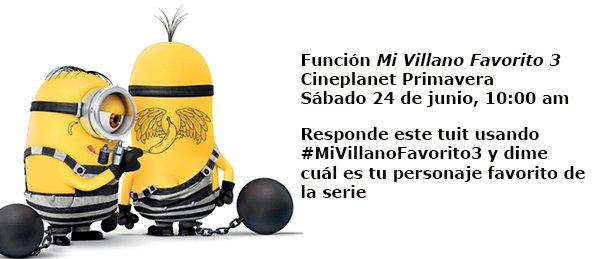 SoyAlPacine's tweet photo. Concurso: Si quieren ir a una función especial de #MiVillanoFavorito3 hagan caso a la imagen. Daré pases cuádruples https://t.co/PXu8zx4Drt