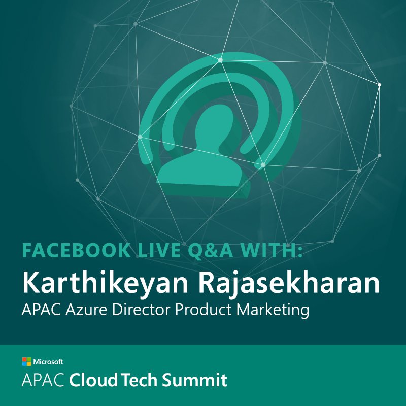 Microsoft_SG's tweet image. In the build-up to Microsoft APAC #CloudTechSummit, we’re having a Facebook Live session on 23 June, 1pm for an interactive Q&amp;amp;A.