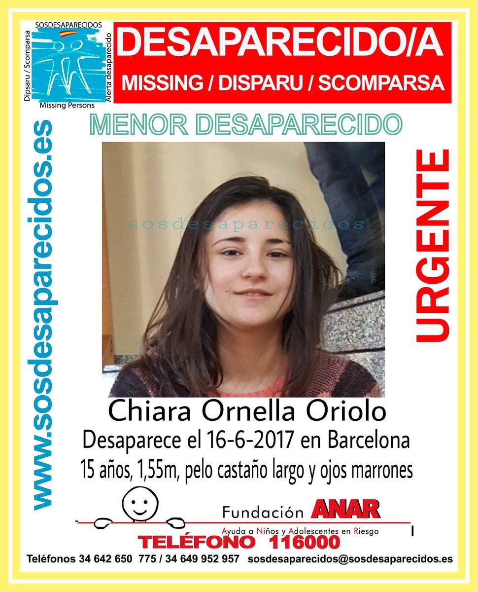 guardiacivil's tweet photo. #Urgente
Esta es Chiara, una #menor que ha #desaparecido en #Barcelona #BCN
Si la ves
📞062
📞091
📞112
Tu RT no cuesta nada y ayuda mucho https://t.co/bE5cvac7ZM