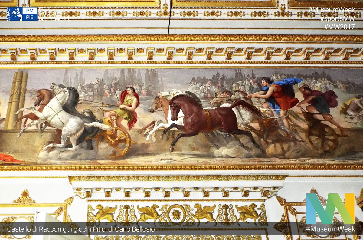 DRMuseiPIE's tweet photo. Oggi è #sportsMW! A #Racconigi si corre con le #quadrighe ai giochi Pitici nell’affresco di Carlo Bellosio @MuseumWeek #MuseumWeek https://t.co/M4hzVuqHuS
