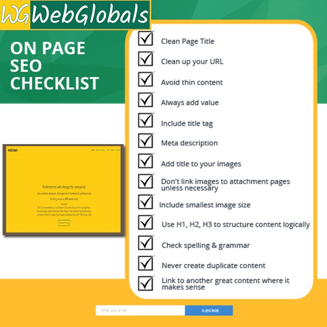 teamwebglobals's tweet image. #SEO ON PAGE CHECKLIST
Visit here- webglobals.com.au
#US #webglobal