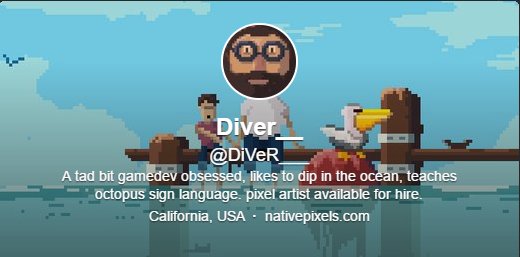 DiVeR___'s tweet photo. No idea why people are mad about the new #Twitter layout, it looks just fine to me.
#pixelart #roundtwitter https://t.co/jozNmtoau0