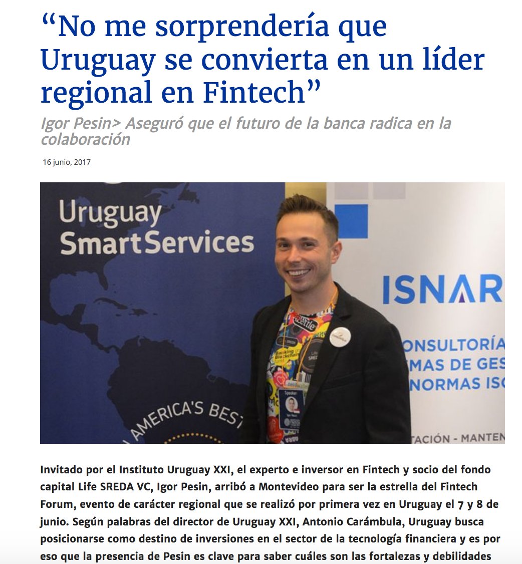 “No me sorprendería que Uruguay se convierta en un líder regional en Fintech” cronicas.com.uy/sociedad/no-me…  <a href="/CronicasUy/">Crónicas Económicas</a> @LifeSREDA