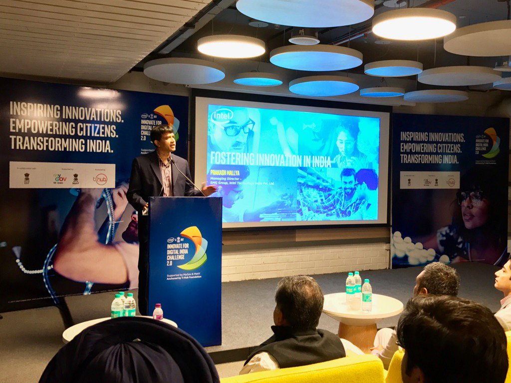 rayofash73's tweet photo. @PrakashMallya delivering keynote #IFDIChallenge2 @THubHyd. Time 2 announce our winning team. Who is it? @IntelIndia https://t.co/vmUNmwryDS