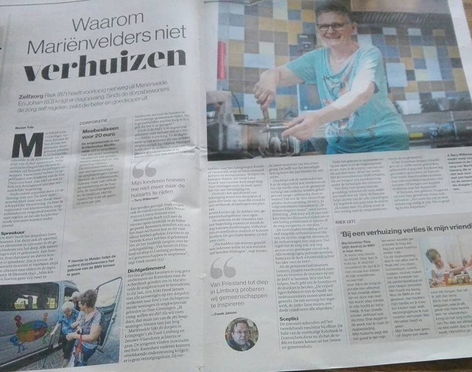 De #zorgcorporatie vandaag in landelijke en regionale dagbladen! Hart en ziel.