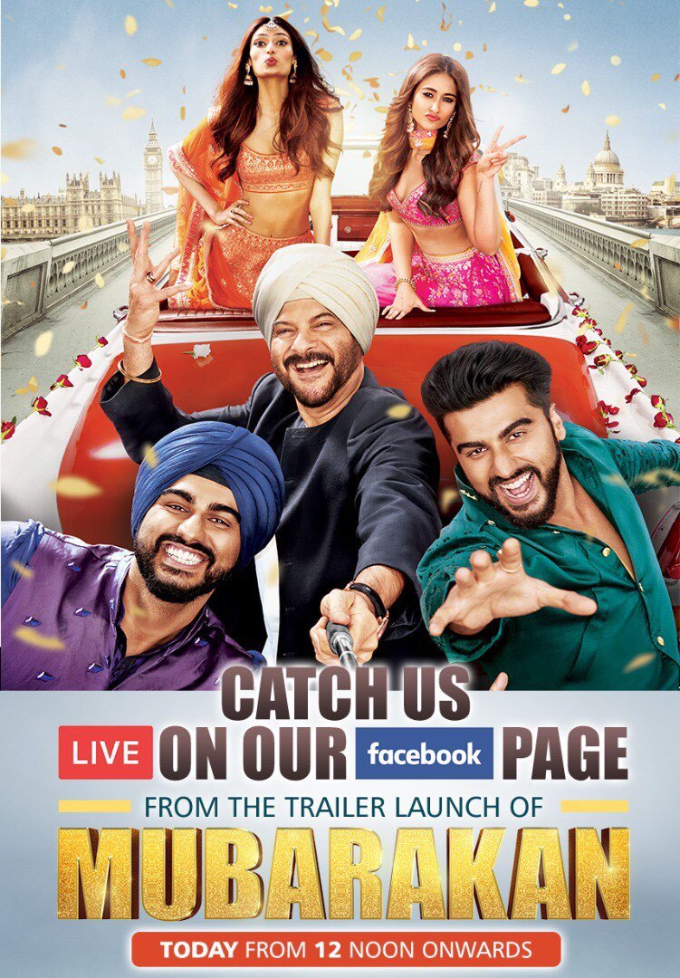 arjunk26's tweet photo. Getting you the #MubarakanTrailer LIVE, wherever you are! Watch it LIVE on Facebook at https://t.co/5Xpa0oGHt2 https://t.co/EJAZok4Gup