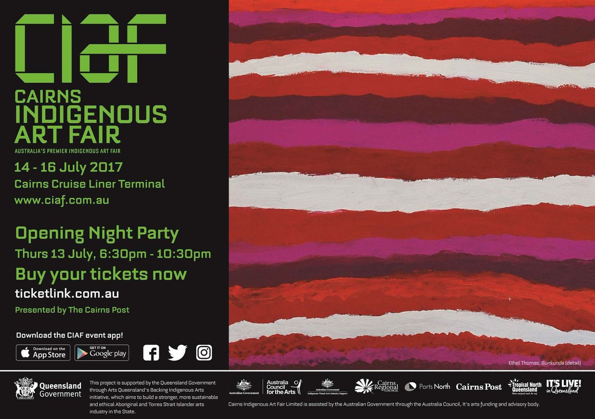 CIAFcairns's tweet photo. Who's in? #ciaf2017 @artsqueensland @CairnsGBR @Queensland @TheCairnsPost @Ticketlink_CNS @TanksArtsCentre @MarshProperty #indigenous https://t.co/HT1kvI8Wab