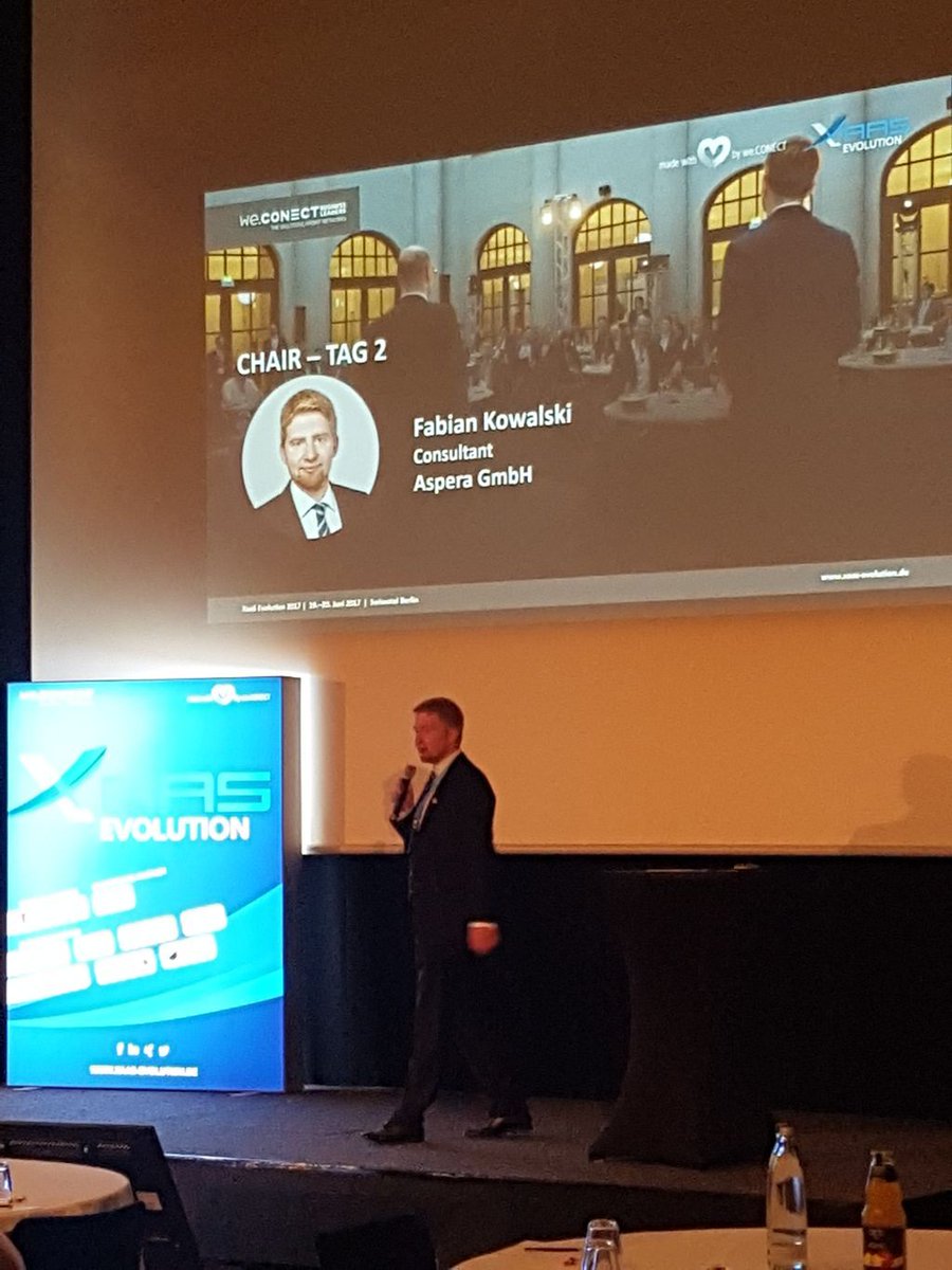 AsperaTech's tweet photo. Fabian Kowalski is #chairman of the day! #cloud #XaaSevolution @weCONECT #Salesforce #Berlin #SAM #licensing https://t.co/3oAu8t7bN5