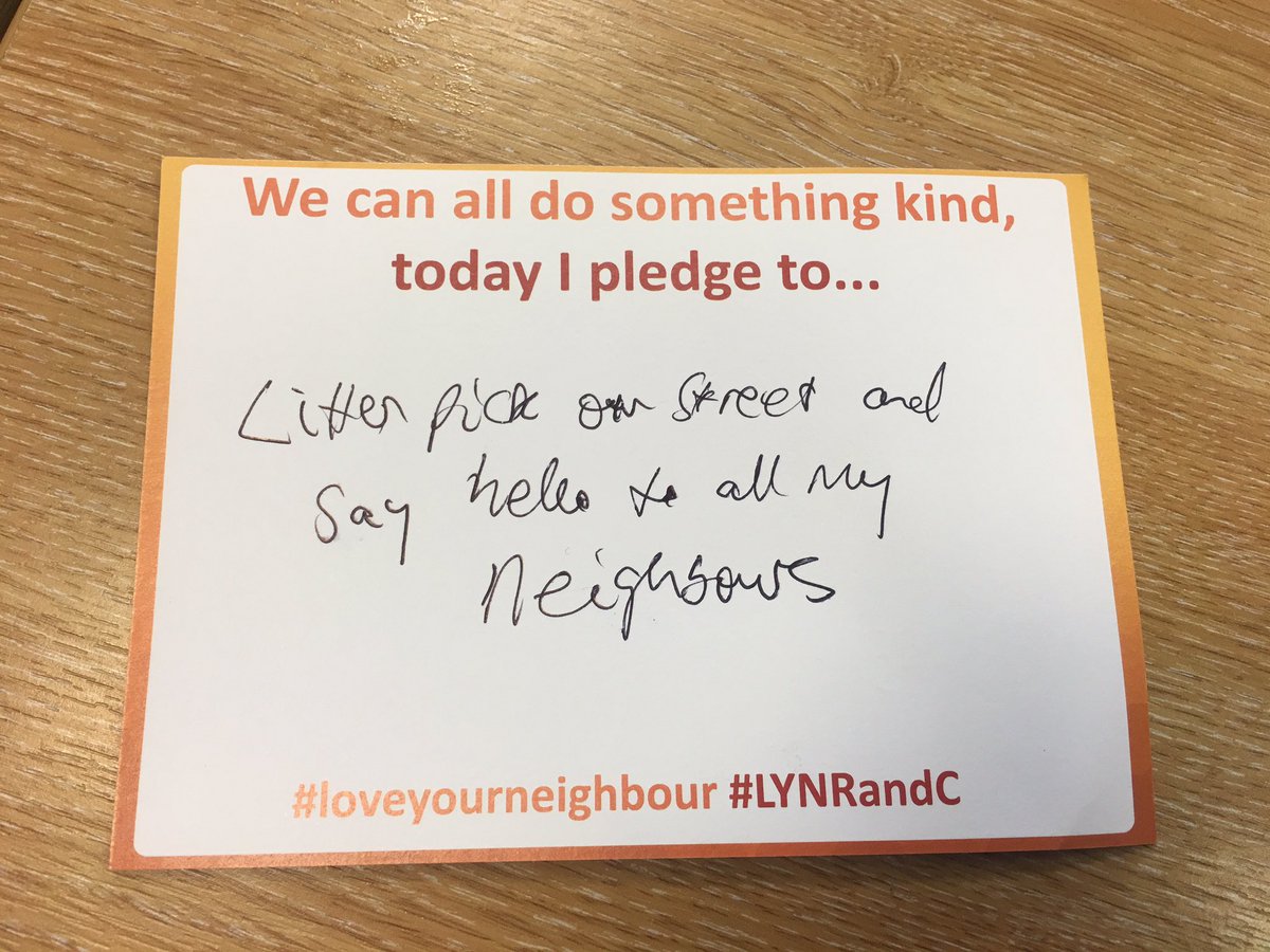 Well done to everyone involved in #LoveYourNeighbour <a href="/LynRandc/">LYN RandC</a> - some exceptional displays of kindness. I've made my pledge, what's yours?