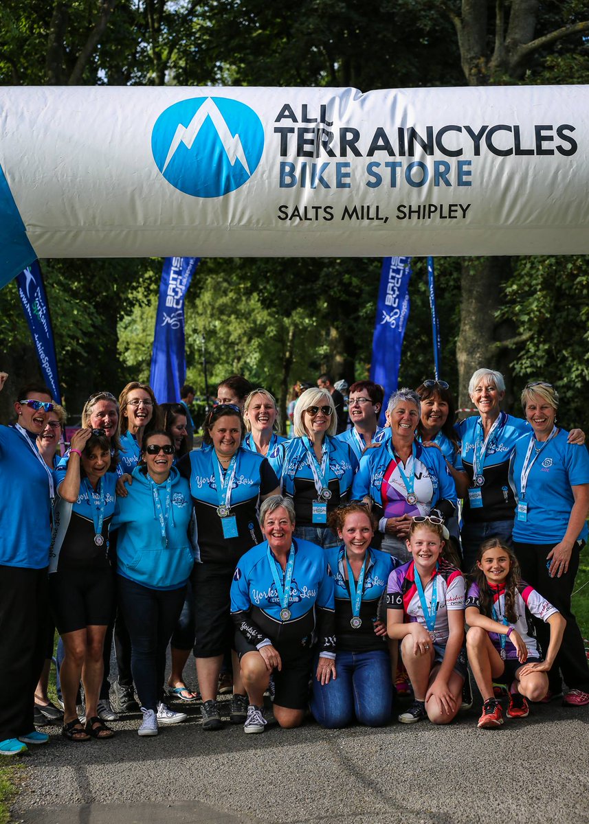 Fantastic photo op with <a href="/YorkshireAirAmb/">Yorkshire Air Ambulance</a> and @YorkLass_CC for our sportive Huge thank you to <a href="/allterraincycle/">All Terrain Cycles</a> for sponsoring the event