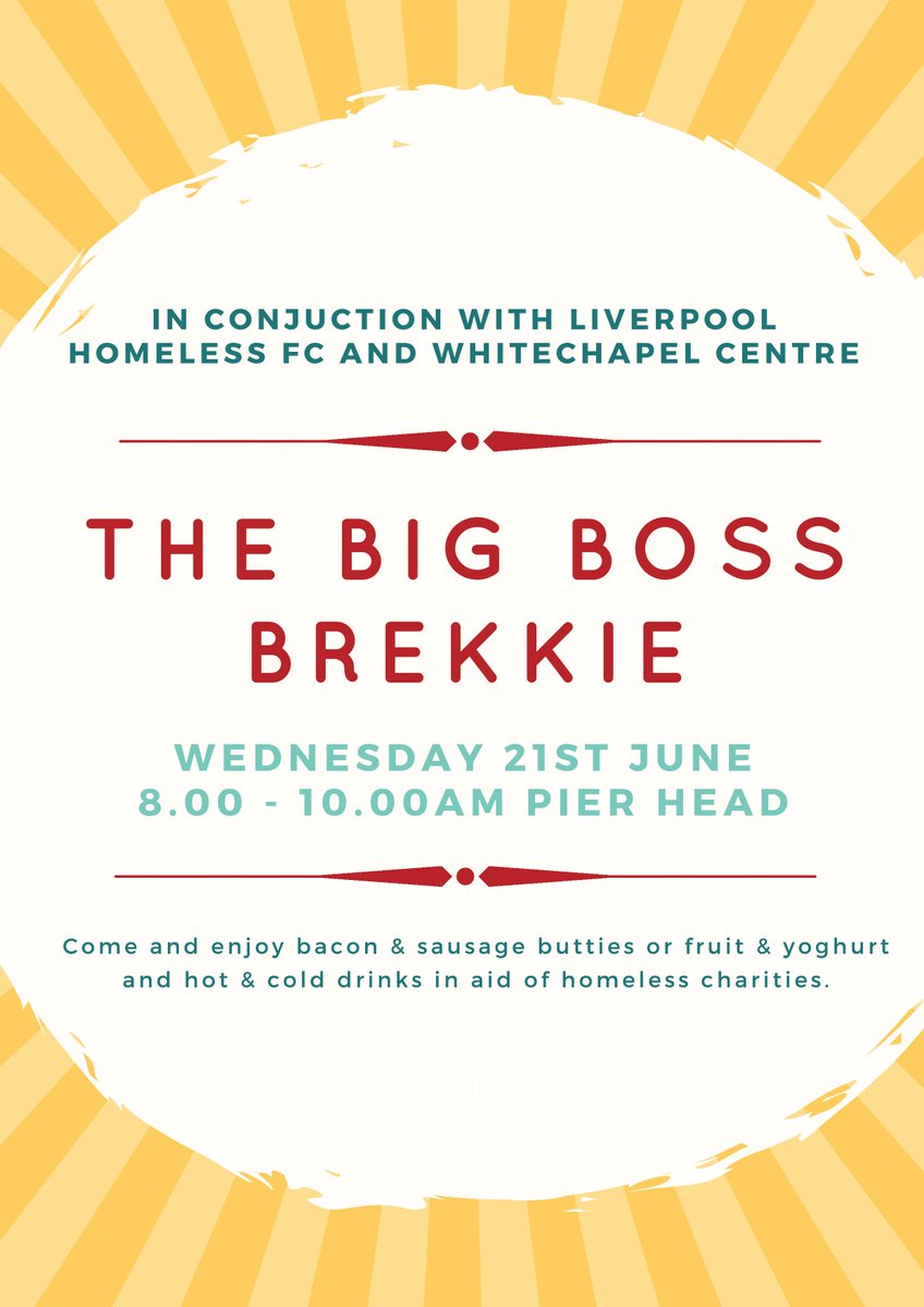 lpoolcouncil's tweet image. On Wednesday 21 June from 8-10am breakfast is being served up on the Pier Head in aid of homeless charities in Liverpool