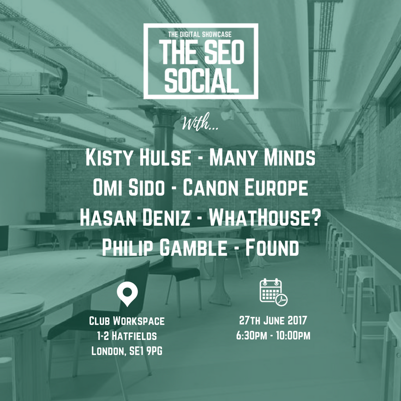 Are you coming to the SEO Social for some excellent talks and discussion over beer and pizza next Tuesday?
