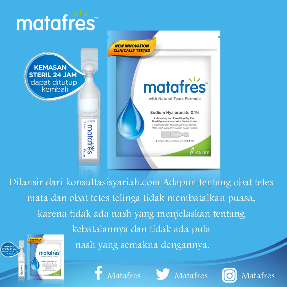 matafres's tweet photo. Jadi pastikan selalu menggunakan Matafres yaa :) #Matafres #MatafresTips #SolusiMataJadiLebihFresh https://t.co/TsB25ekdAi