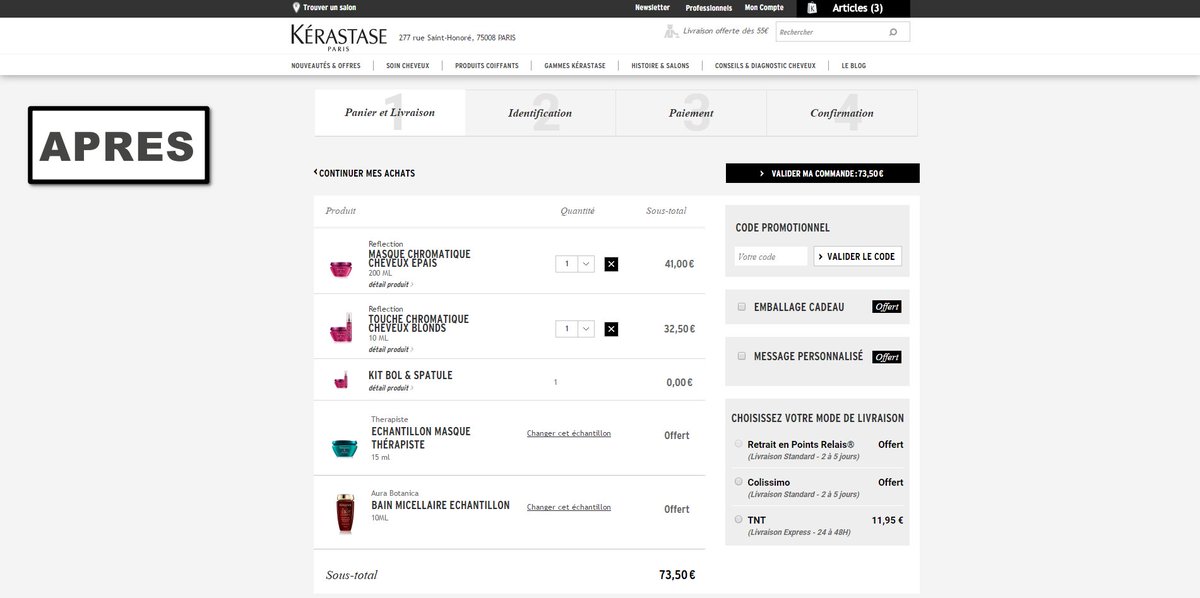 Devatics a optimisé et testé une nouvelle ergonomie de la page panier de @Kérastase. Augmentez votre ROI, contactez-nous ! #CRO #ecommerce