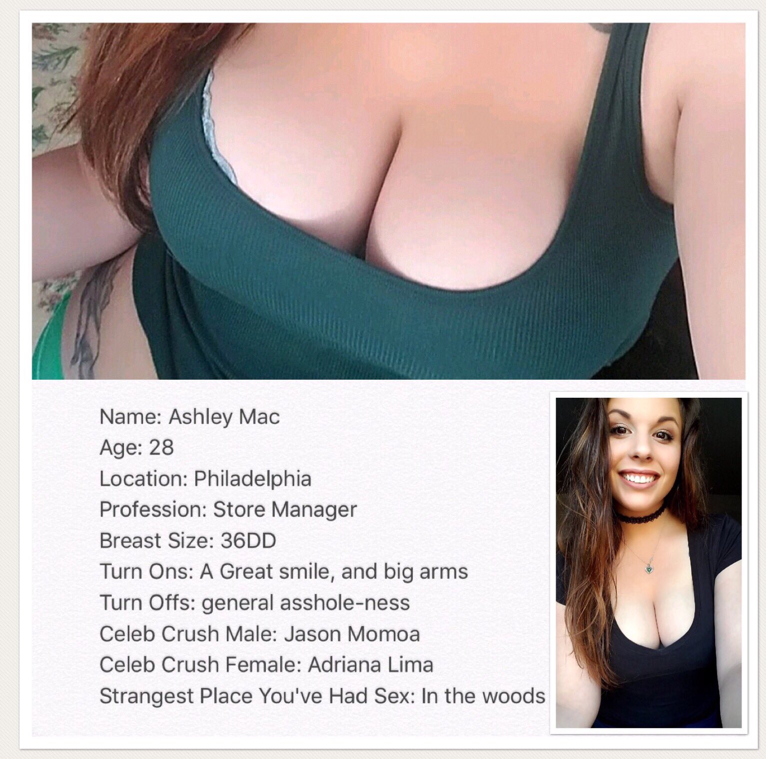 The Cleavage Zone on X: Who's That Girl? @ashley5mac Another gorgeous  beauty! This one hails from the U.S. #WhosThatGirl #BustyBeauty  #StunningSmile #36DD  / X