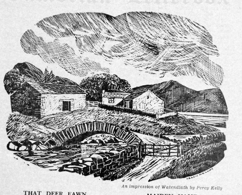 A serendipitous find: A drawing by late Cumbrian artist Percy Kelly of Watendlath - in Cumbria magazine of 1961 #Cumbria #percykelly