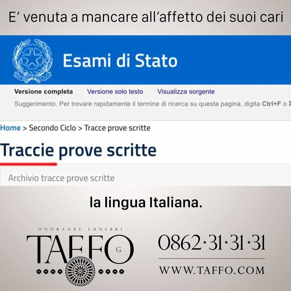 Ne danno il triste annuncio: il Ministero dell'Istruzione, i Docenti e gli Studenti tutti. 🖍📕⚰️
#Maturita