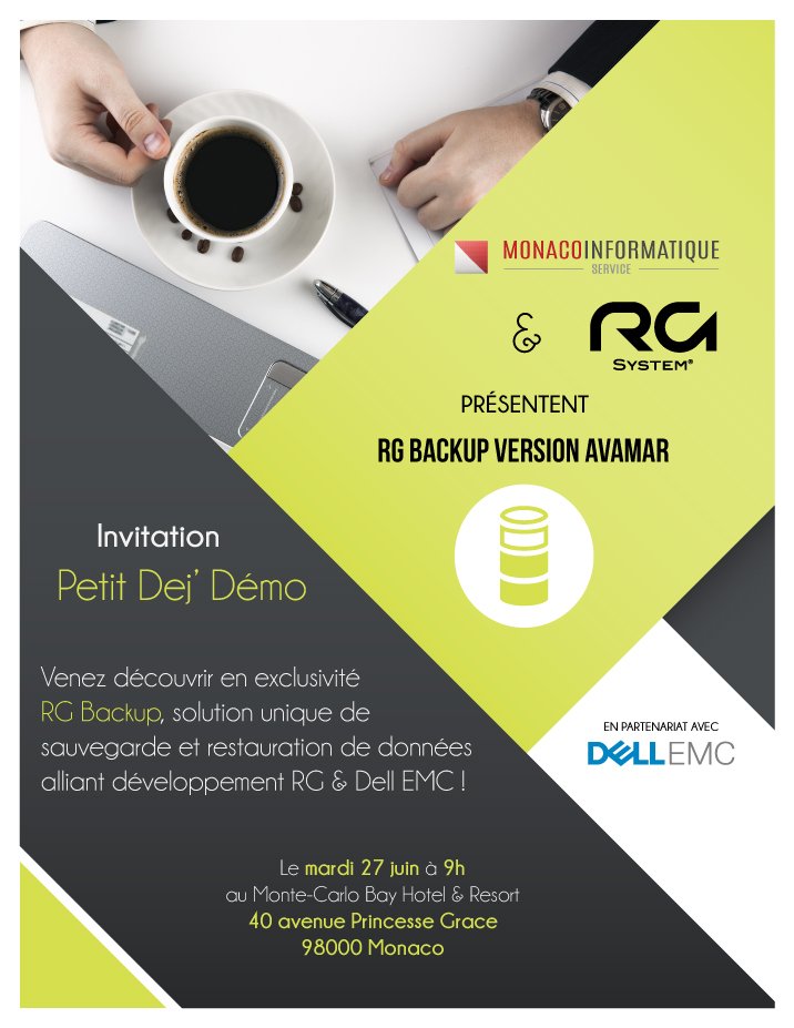RG_System's tweet photo. [RG BACKUP TOUR] Il est encore temps de vous inscrire pour découvrir #RGBackup le 27/06 à Monaco ! https://t.co/inBQJIq8Md #databackup #SaaS https://t.co/l8odo0Akge