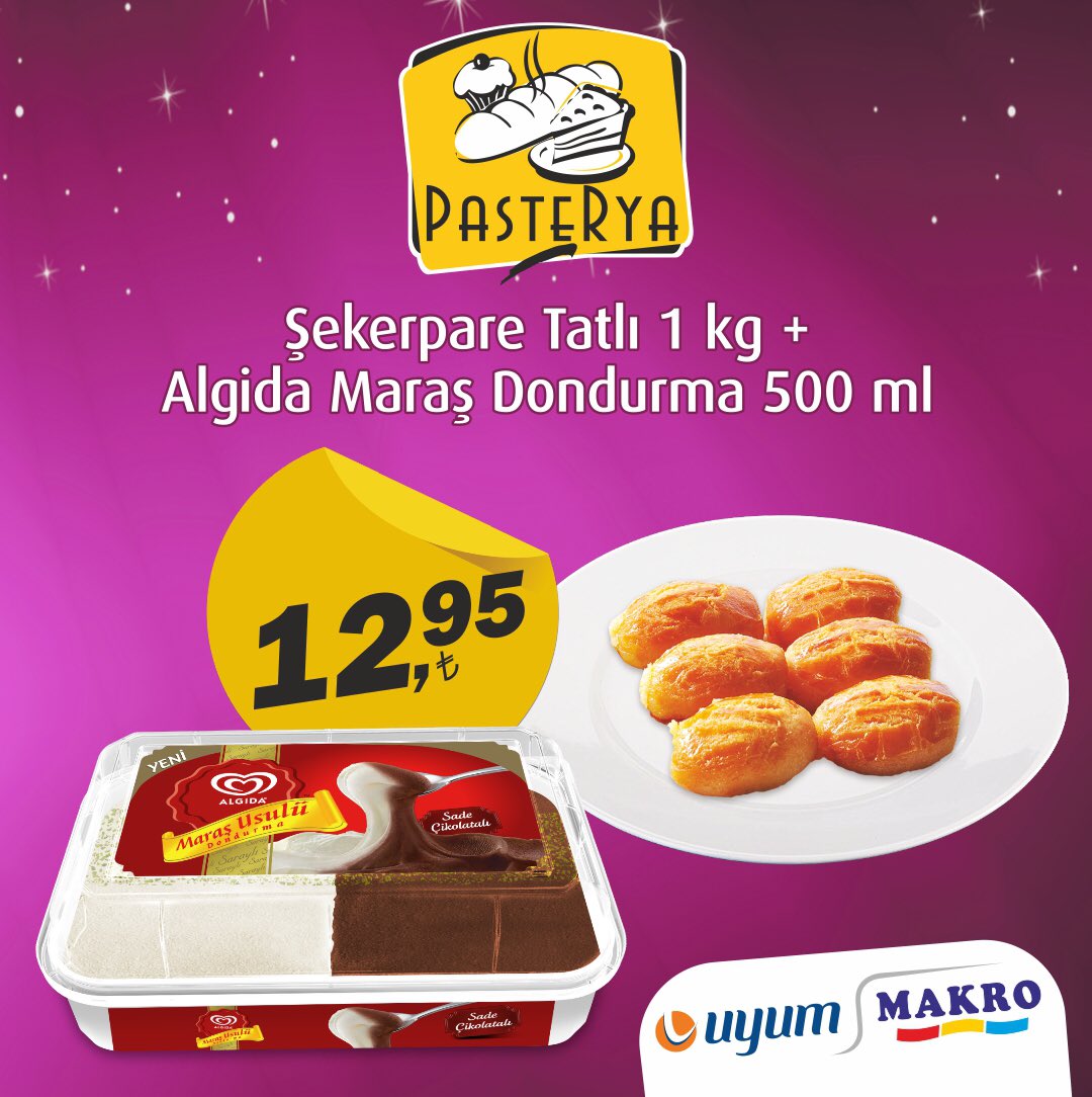 makropasterya's tweet photo. Makro ve Uyum Pasteryalarda Çifte lezzetler avantajlı fiyatıyla sizlerle... Kaçırmayın!
#ramazan  #Pasterya #tatli #şekerpare #dondurma https://t.co/CR91EgKsWR