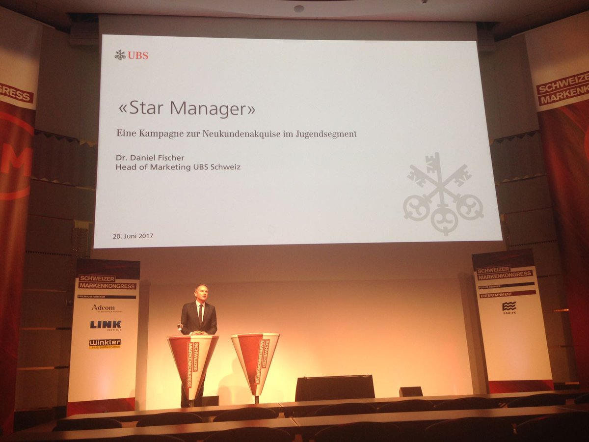 equipe_agency's tweet photo. Proof of Concept: Dr. Daniel Fischer über die UBS Jugendkampagne «Star Manager», realisiert von @equipe_agency und @UBSschweiz #smk17 https://t.co/0WYx4V0Y1C