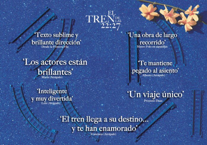 ElTrenDeLas2227's tweet photo. ¿#porquéno vienes este sábado al teatro? 

#ElTrenDeLas2227 a las 22:45h en @TeatrosLuchana, ¡este tren te cambia la vida!

#teatro #Madrid https://t.co/fD4d8zDlPK