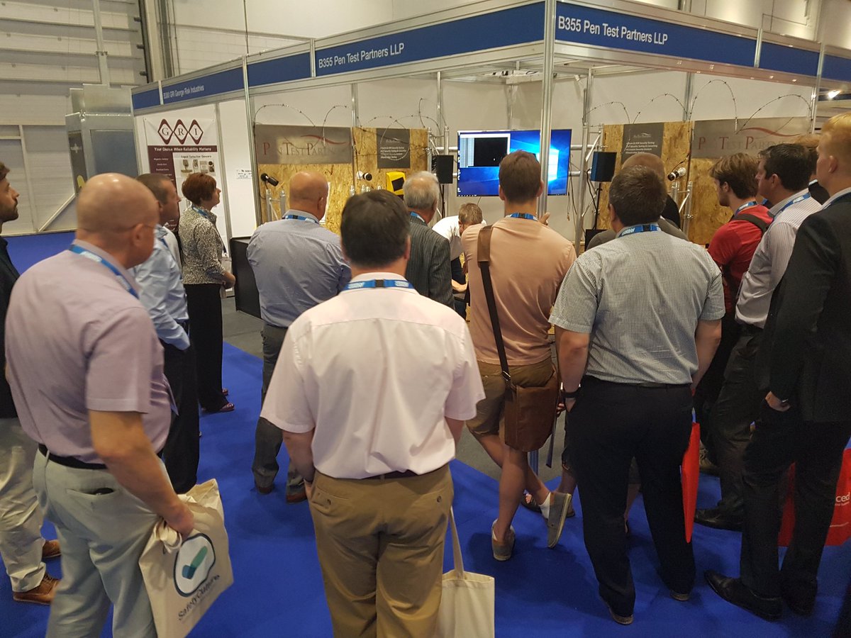 Cyb3rUnic0rn's tweet photo. First talk of the day at #IFSEC2017 and already pulling in the crowds. Come check us out at stand B355 #pentestpartners https://t.co/eAB1fPTWtI