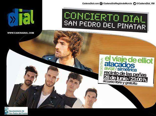 CONFIRMADO !
Nuestro chicos estaran de nuevo en el #ConciertoDial con Cadena Dial En #SanPedroDelPinatar 
28 de JUNIO! Os esperamos!!
