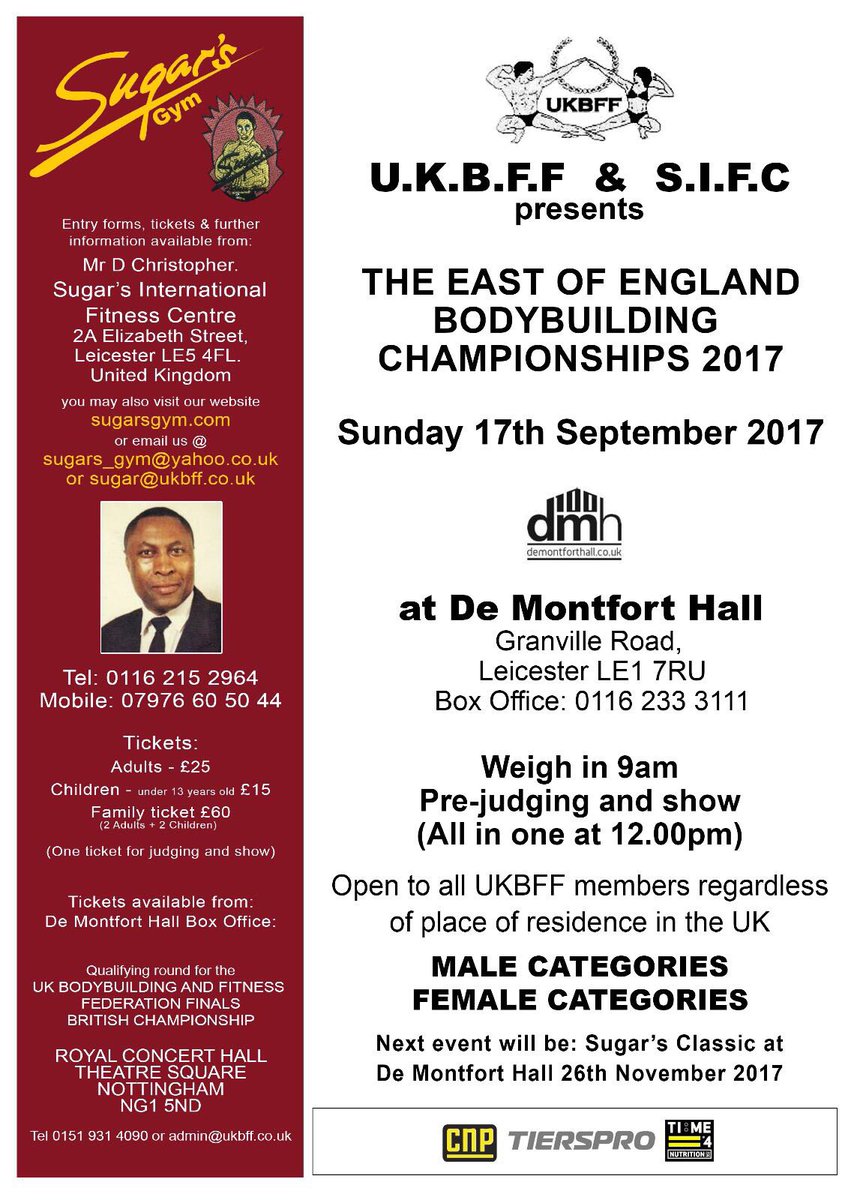 UKBFFofficial's tweet photo. UKBFF EAST OF ENGLAND 

SUNDAY 17th September 

At the De Montford hall

Box Office 01162333111 https://t.co/DoGiUt0csj