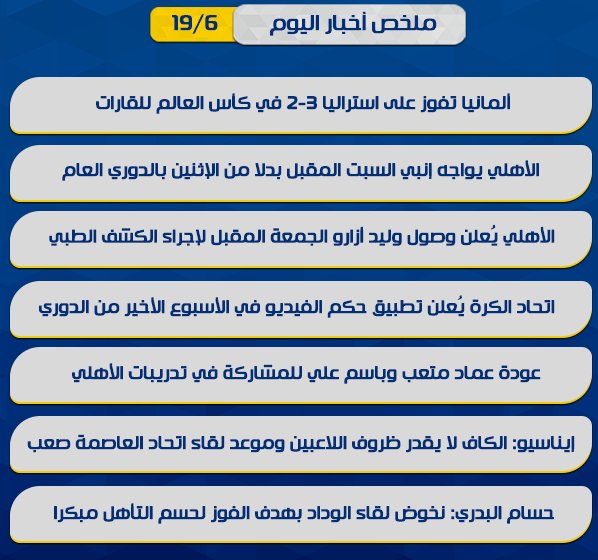 MidanWa3i's tweet photo. #ميدان #Midan

ملخص الاحداث الرياضية أمس الاثنين 19-6-2017 https://t.co/CB3QyzEpLg
