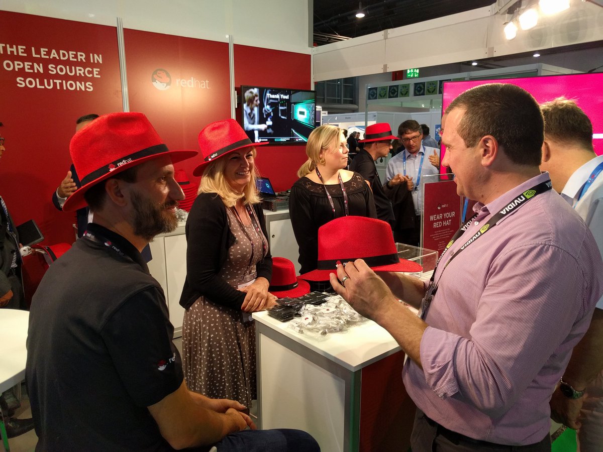 rbowen's tweet image. Red Hats everywhere! #RedHat @redhatopen #ISC2017