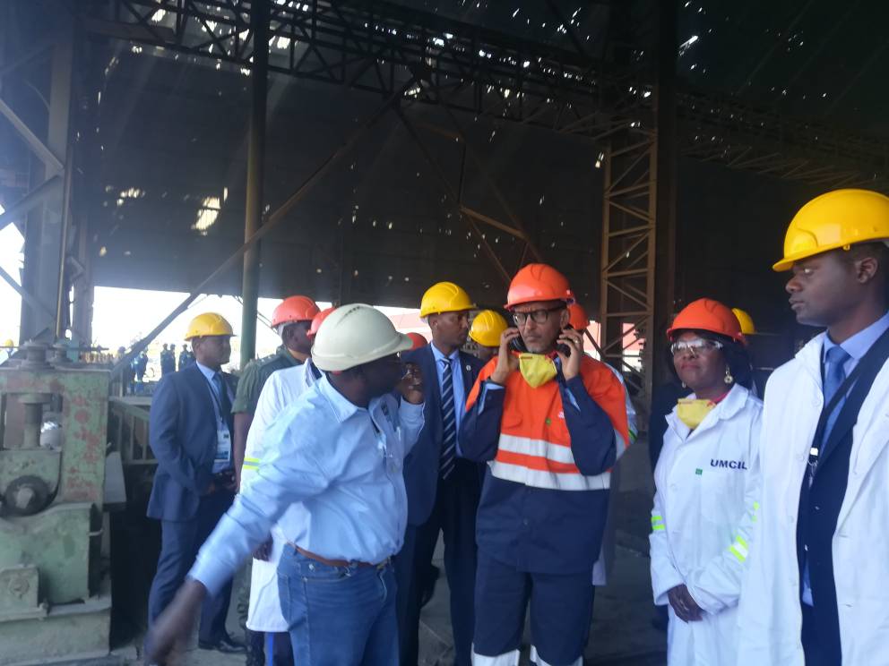 President #Kagame today visited Universal Mining &amp; Chemical Industries Ltd (UMCIL) aka Kafue Steel Plant, a Zambian iron ore mining plant.