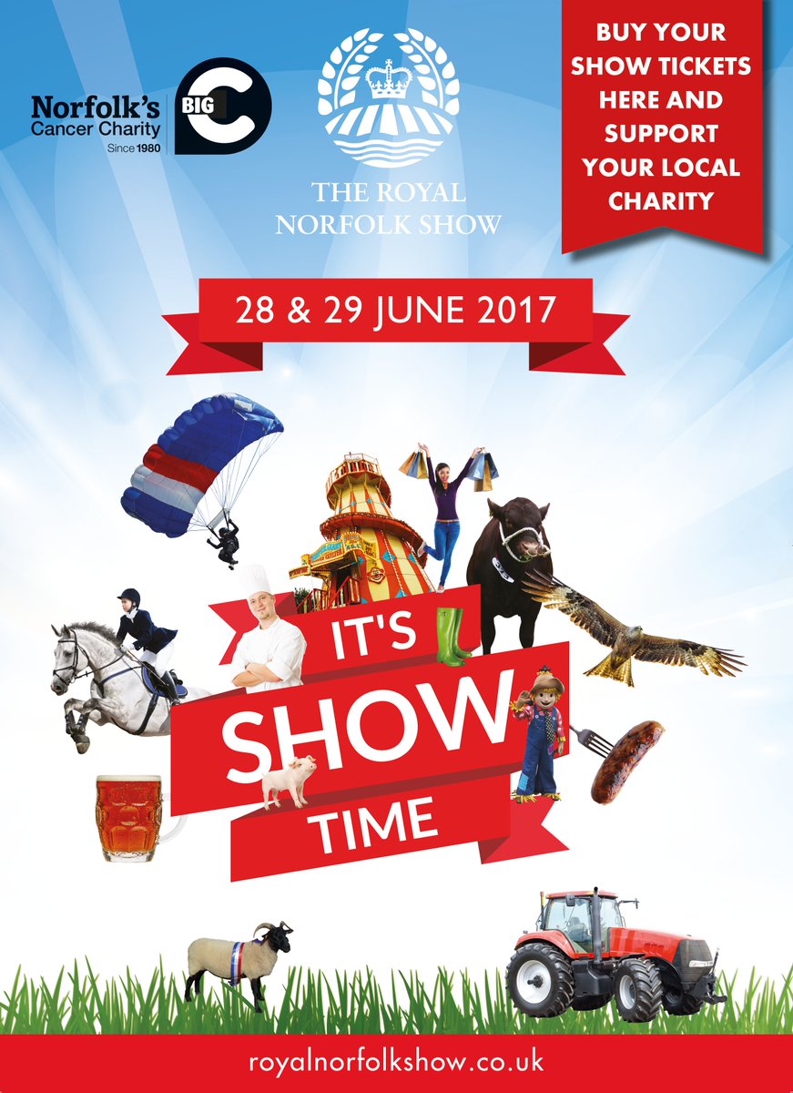 bigctweets's tweet photo. Not long to the @norfolkshow and your early tickets are available from @bigctweets and @breakwriter charity shops! https://t.co/YnQ9Rj2B2I https://t.co/SkGRClkVim