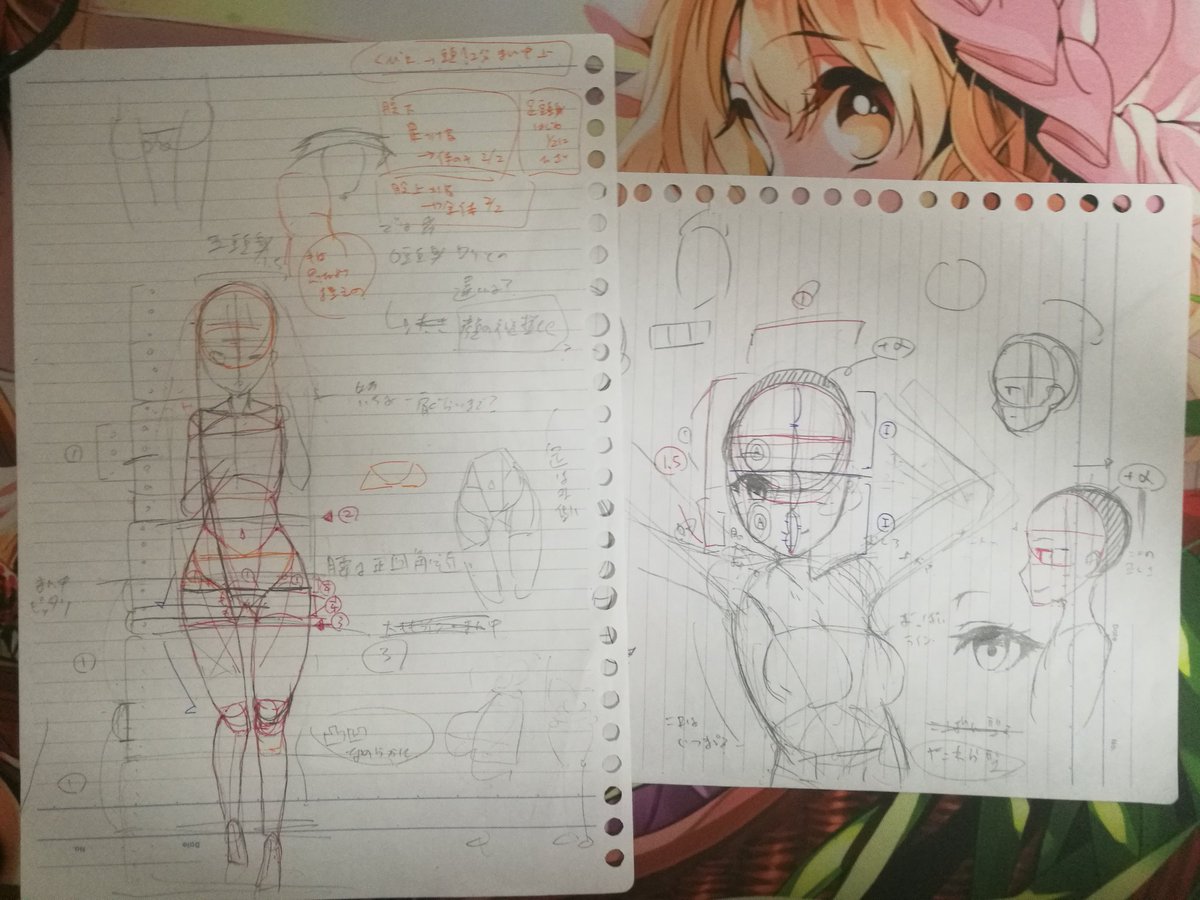 @nakajun256 
遅くなりました。おまけに他のも付けときますね!因みに最初の画像の体のアタリは姉体験週間を元にしてますが、顔は当時のpixivランキングに乗ってたのを元にしたことしか覚えてないです… 