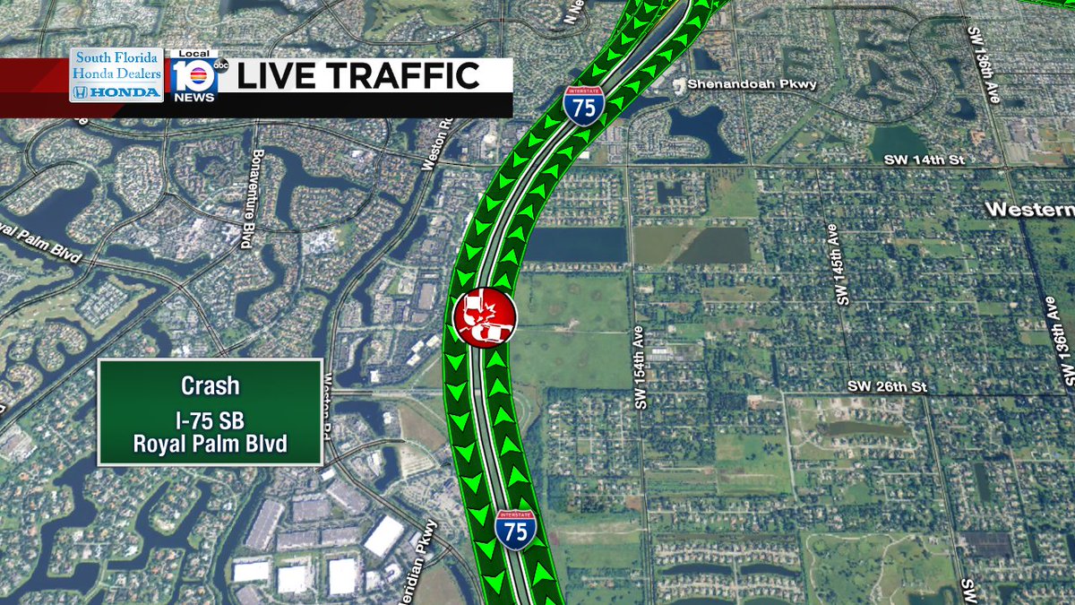 Crash on I-75 SB at Royal Palm Blvd #traffic https://t.co/YIp4ctg2D7