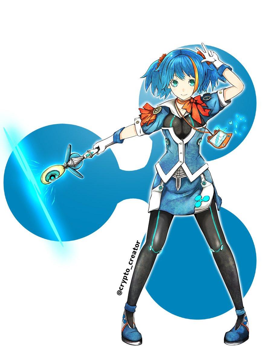 暗号通貨擬人化 リップルちゃん設定 魔法少女 前髪のメッシュはSBIのロゴ 女性銀行員の制服 変身するときは 「月と化せ ムーンクリプトカレンシー  プロフィット!!!」 そして ロリ巨乳 刮目せよ！ #暗号通貨 #リップル #擬人化 #ripple #XRP #ロリ巨乳