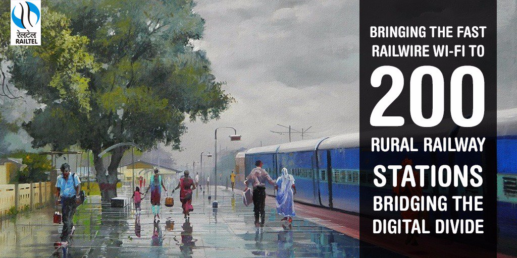 RailTel's tweet image. #RailWire #Wifi will soon reach 200 Rural Railway Stations.Bringing Internet to the hinterland of India.#WorldWiFiDay #DigitalIndia #RailTel