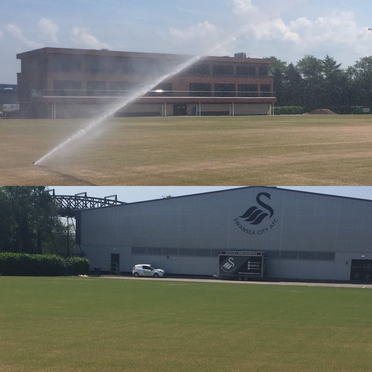 Lalley16's tweet photo. Swansea City Fibre Pitches and GK area starting to establish after renovations @AnthonyHarry87 @mattswsg @MansfieldSand #FibreRootzone https://t.co/kcEPZJF1vb
