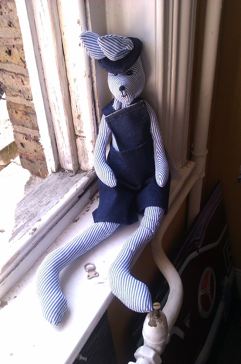 Very taken with this handsome chap made from #prison shirting #fabric yesterday judging #TextileArt w/ @EnamGDesigns @KoestlerTrust